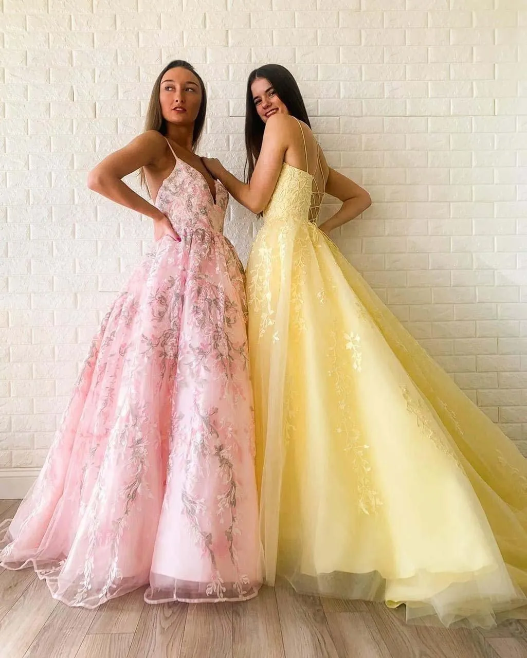 A-line Modest Tulle Appliques Long Lace Prom Dress Evening Dress PSK165
