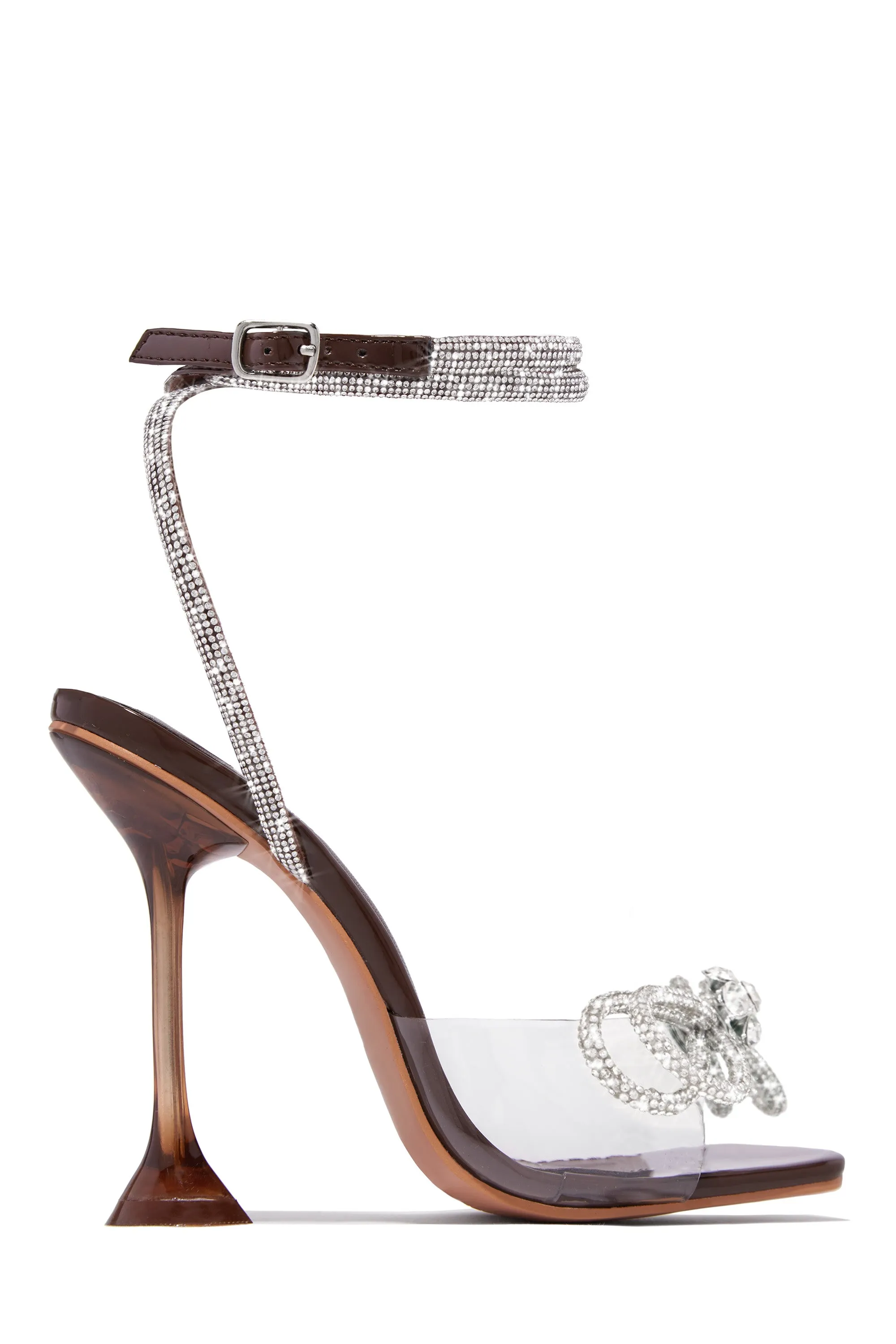 Amaria Embellished Bow Strap High Heels - Black