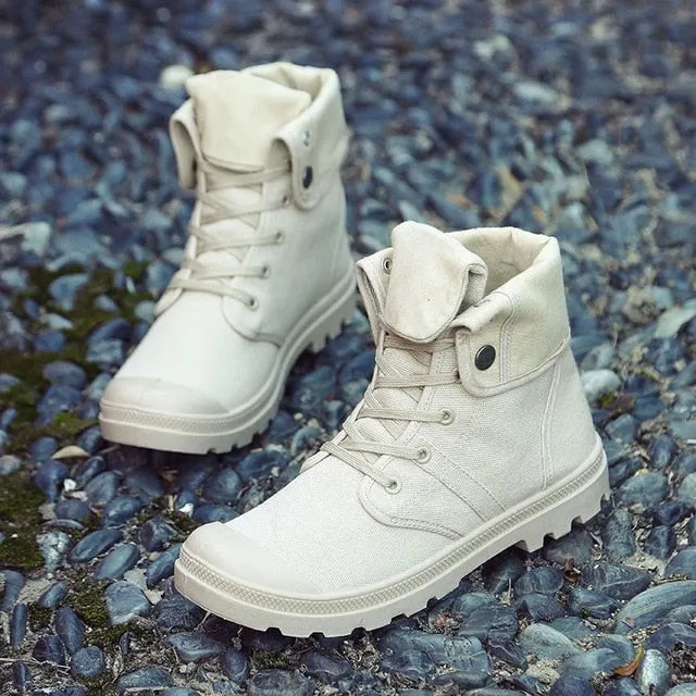 Autumn Winter Army Combat Style Ankle Canvas Boots