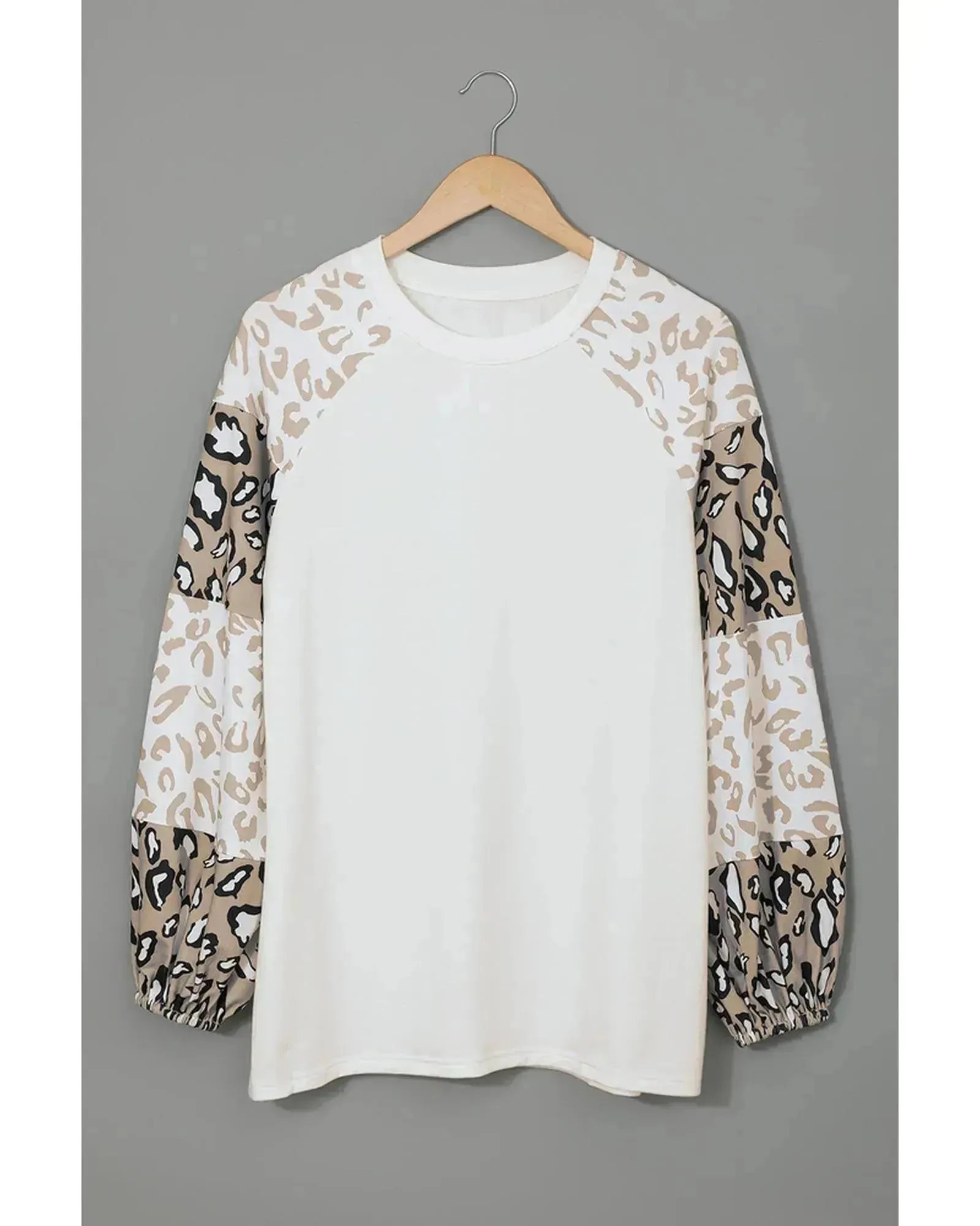 Azura Exchange Leopard Print Bubble Sleeve Top - S