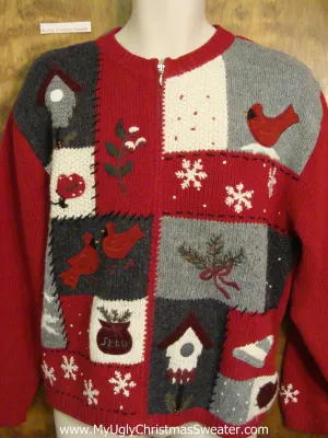 Birds and Bird Houses Horrible Ugly Christmas Sweater