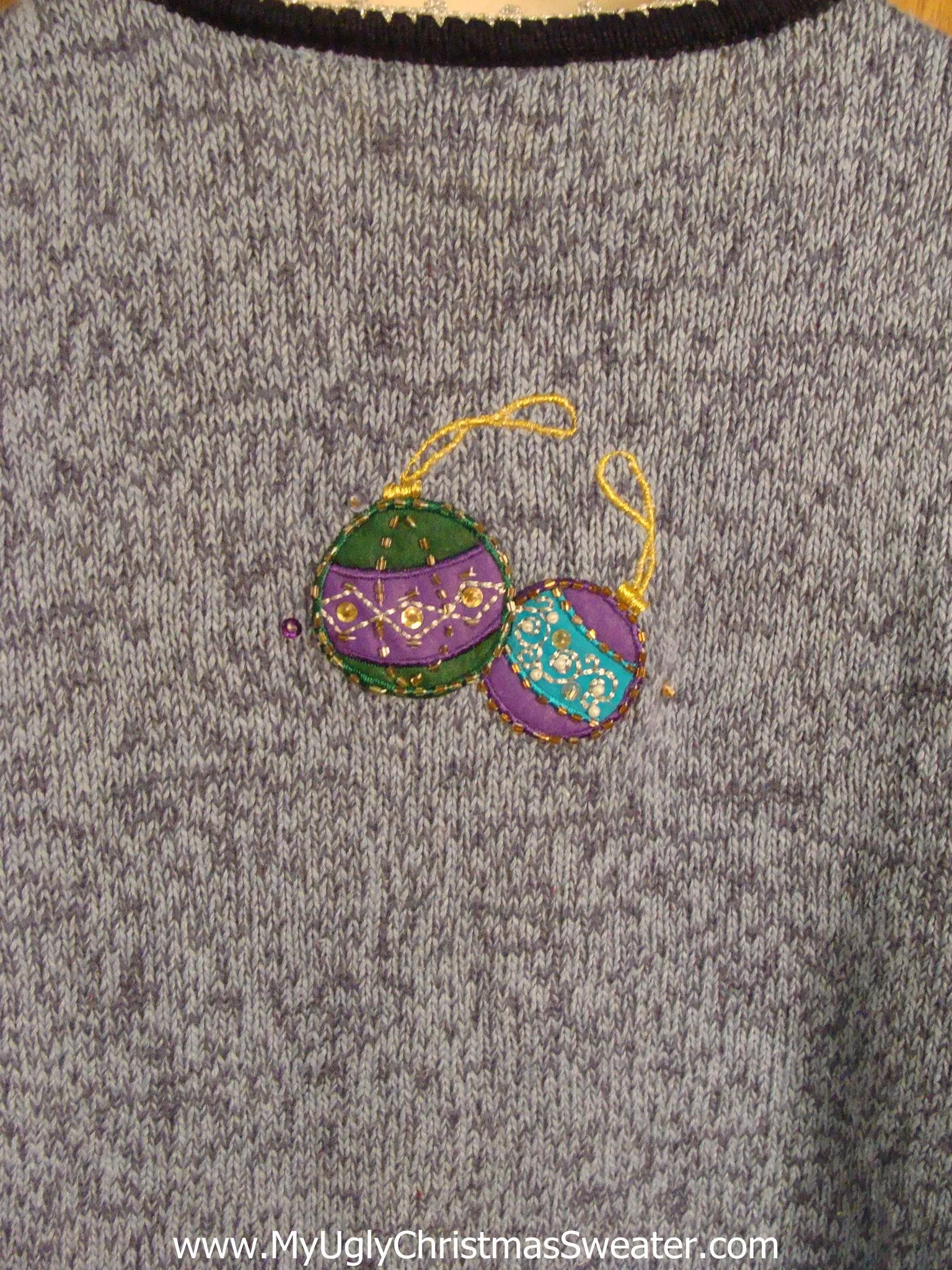 Blue Ugliest Christmas Sweater Vest with Tassle Zip Pull