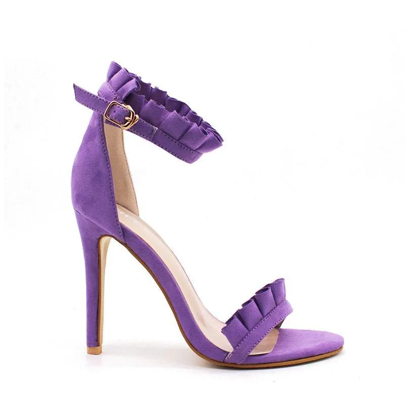 Buckle Strap High Heels Ruffle Sandals