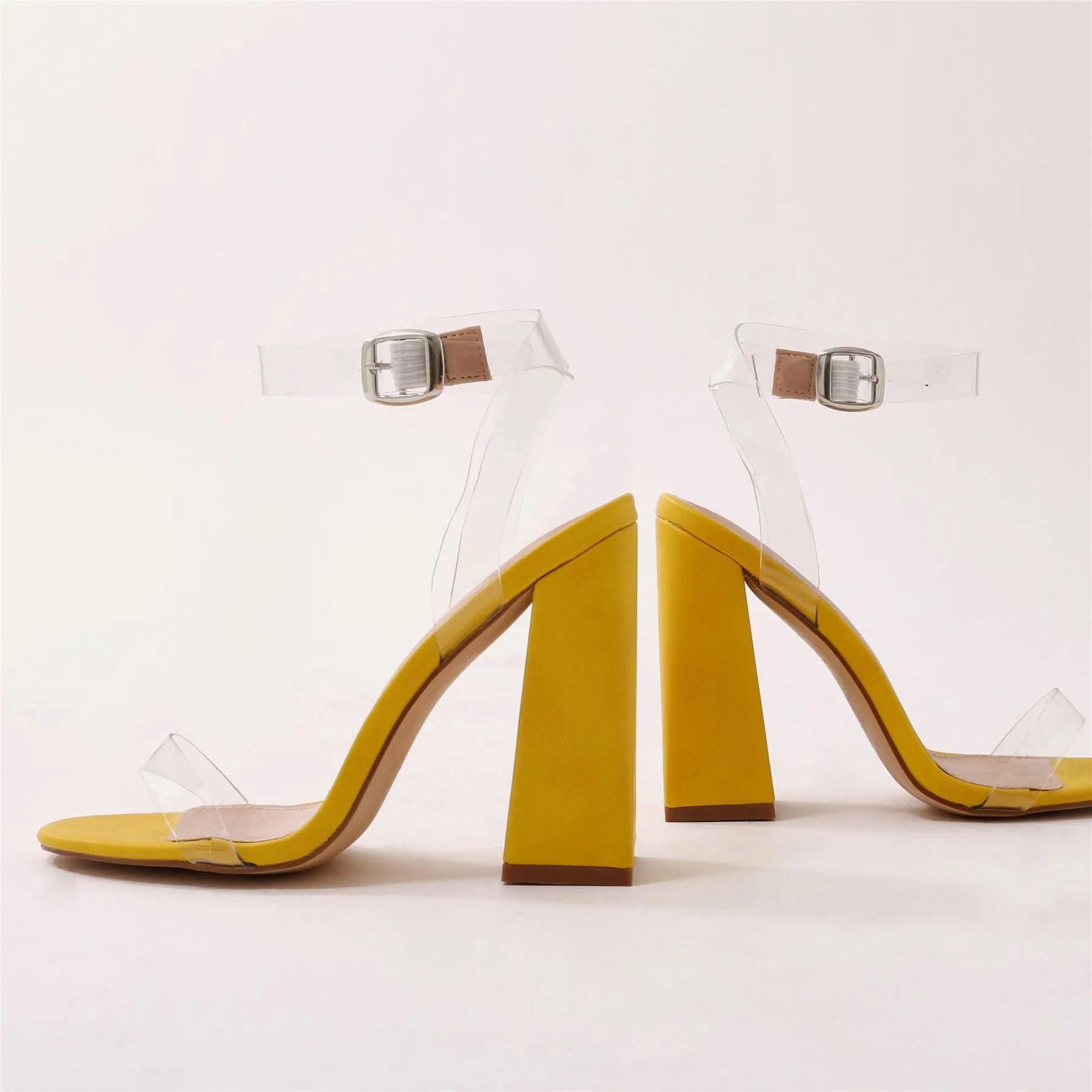 Charlotte Clear Perspex High Heels in Yellow