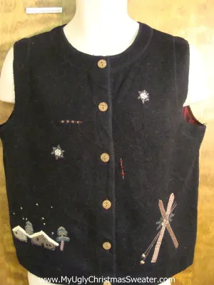 CHEAP Ski Themed Tacky Bad Christmas Sweater Vest