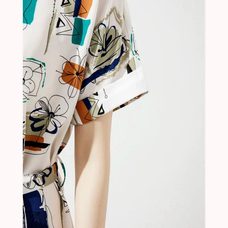 Cinched Waist Slimming Print Geometric Chic French Style Dress