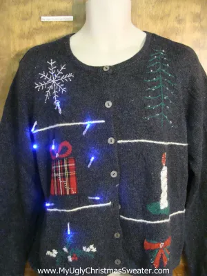 Crazy Candle and Gifts Christmas Sweater with Lights