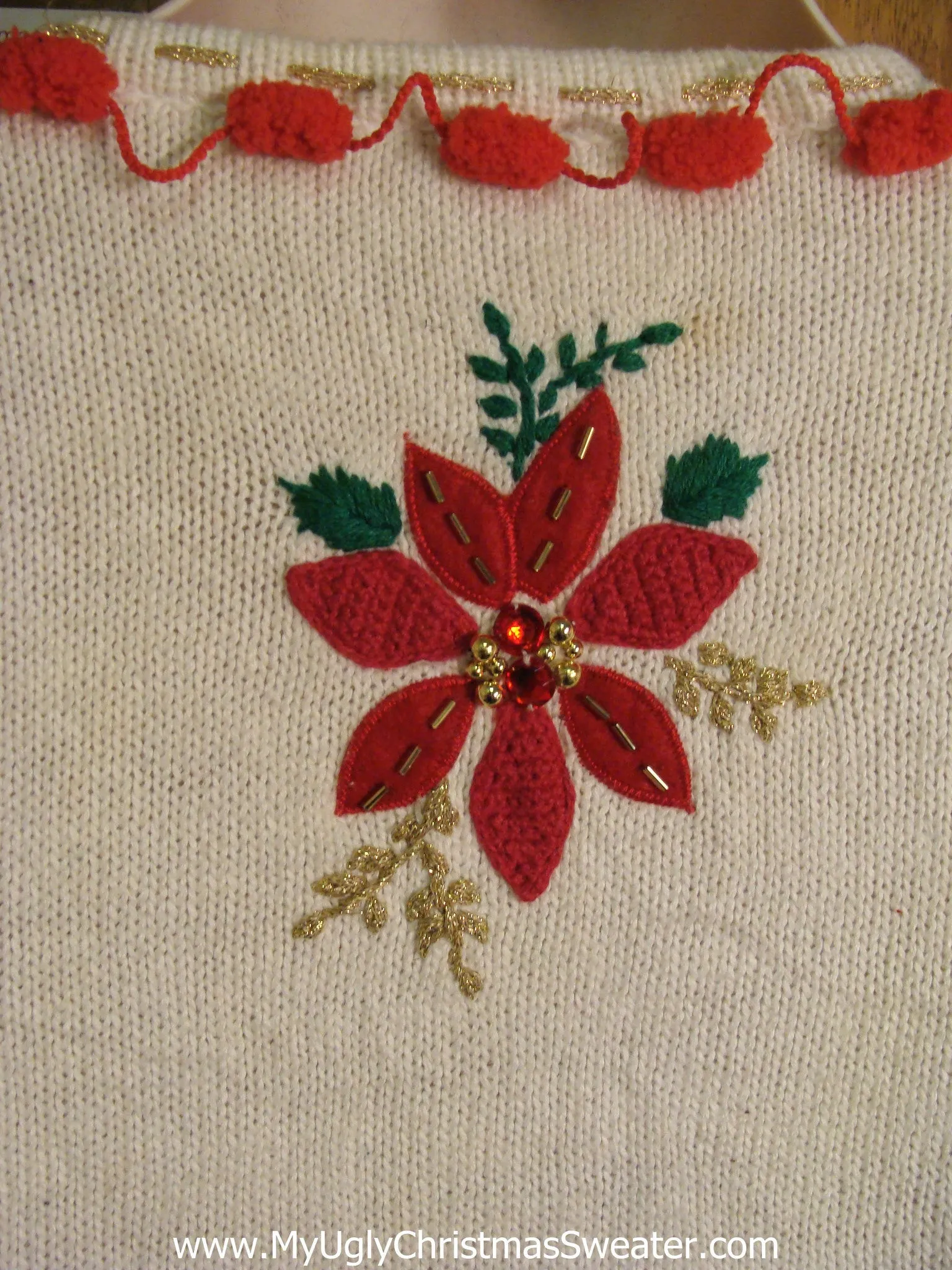 Crazy Poinsettias Christmas Sweater Vest with Lights
