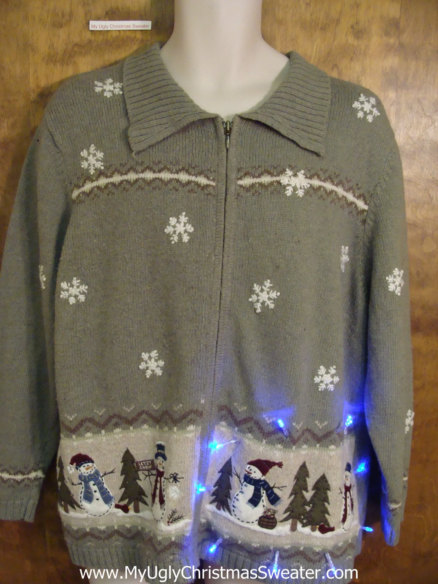Crazy Snowman 2sided Christmas Sweater with Lights