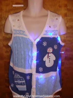 Cute Baby Blue Light Up Ugly Xmas Sweater Vest