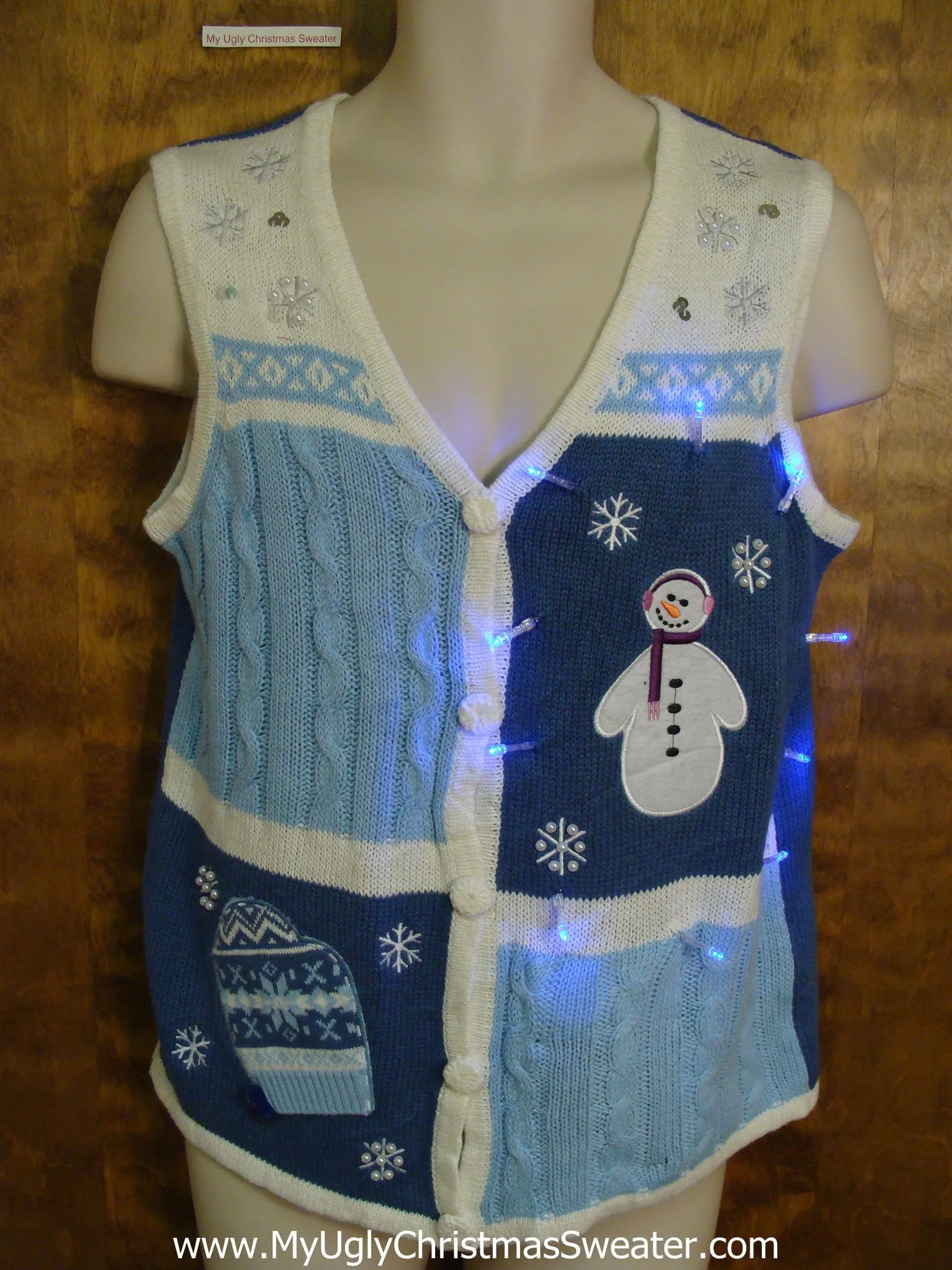 Cute Baby Blue Light Up Ugly Xmas Sweater Vest