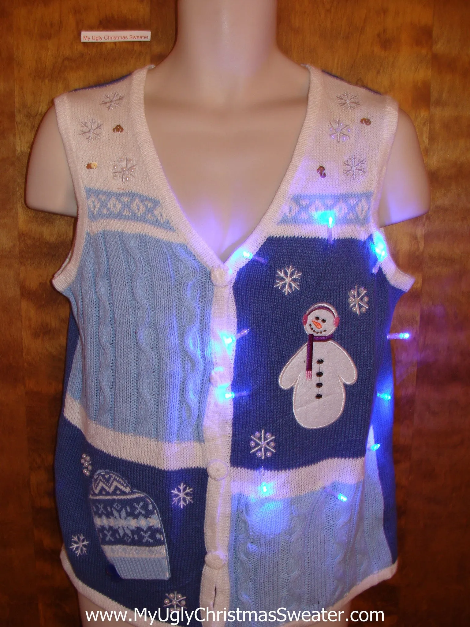 Cute Baby Blue Light Up Ugly Xmas Sweater Vest
