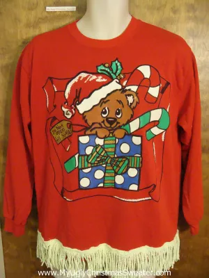 Cute Teddy Bear with Candycane Funny Christmas Sweatshirt
