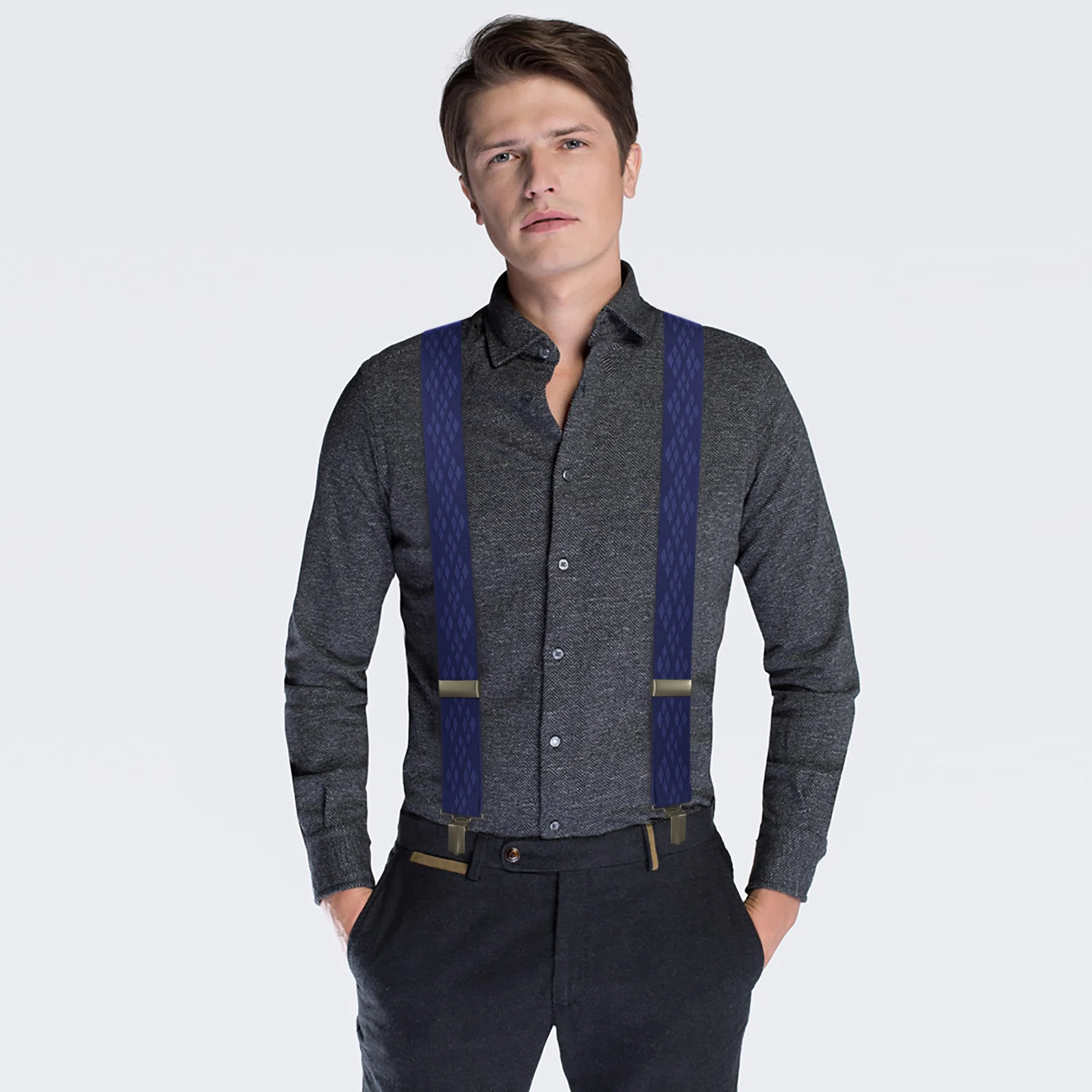 Denim Rhombus Premium Men's Suspenders
