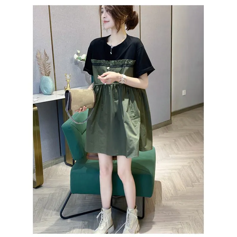 Drop Shoulder Chic French Style Loose Fit Dress