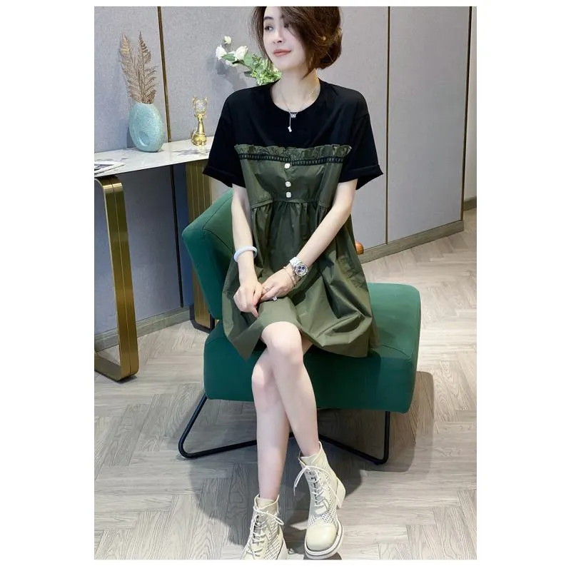 Drop Shoulder Chic French Style Loose Fit Dress