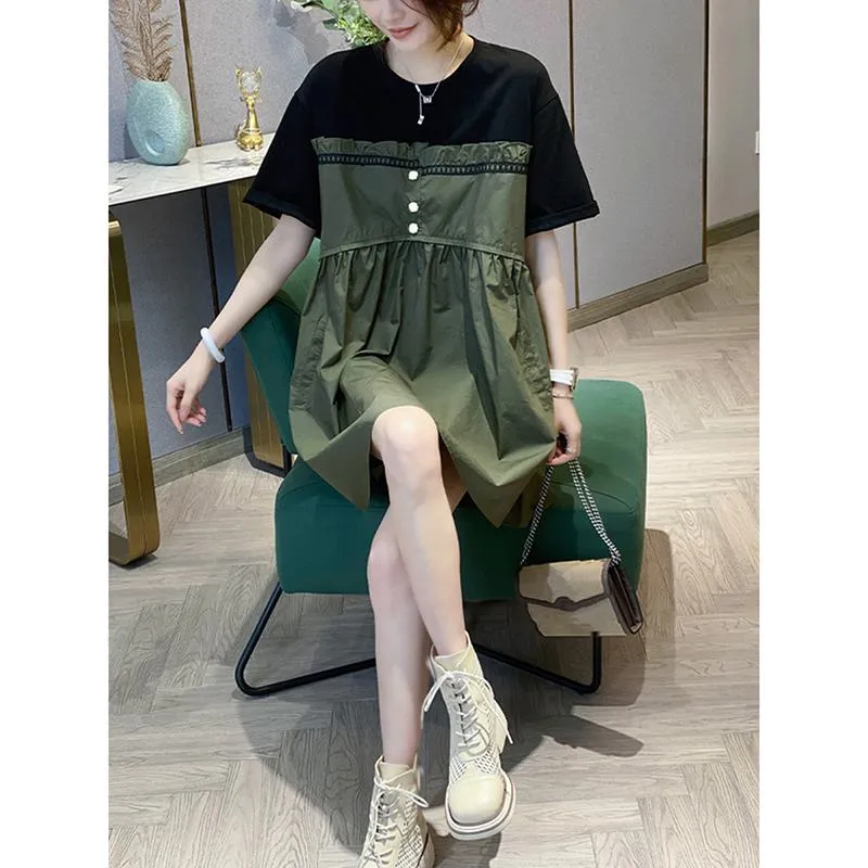Drop Shoulder Chic French Style Loose Fit Dress