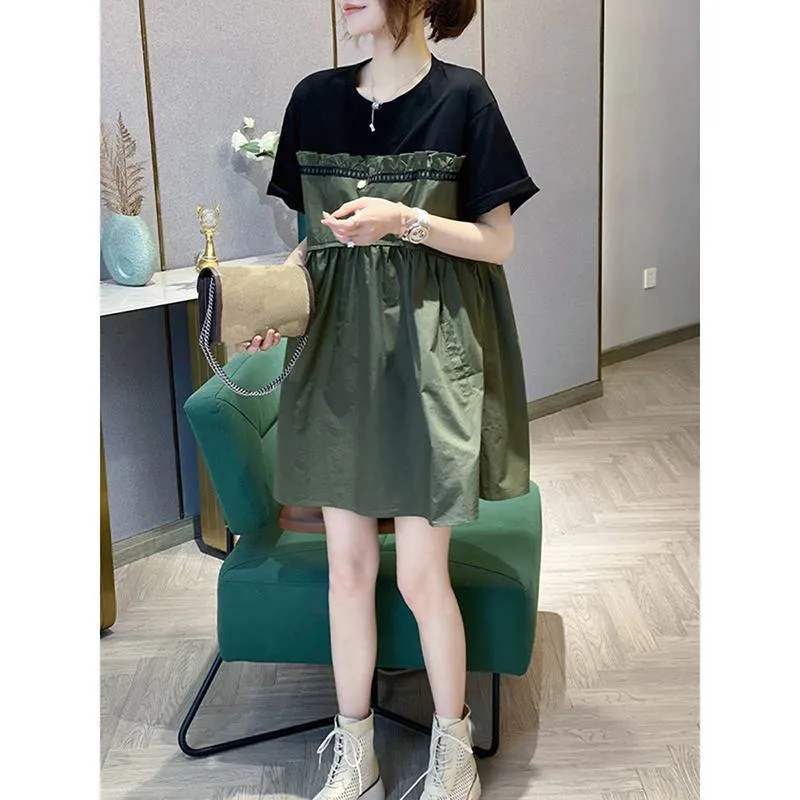 Drop Shoulder Chic French Style Loose Fit Dress