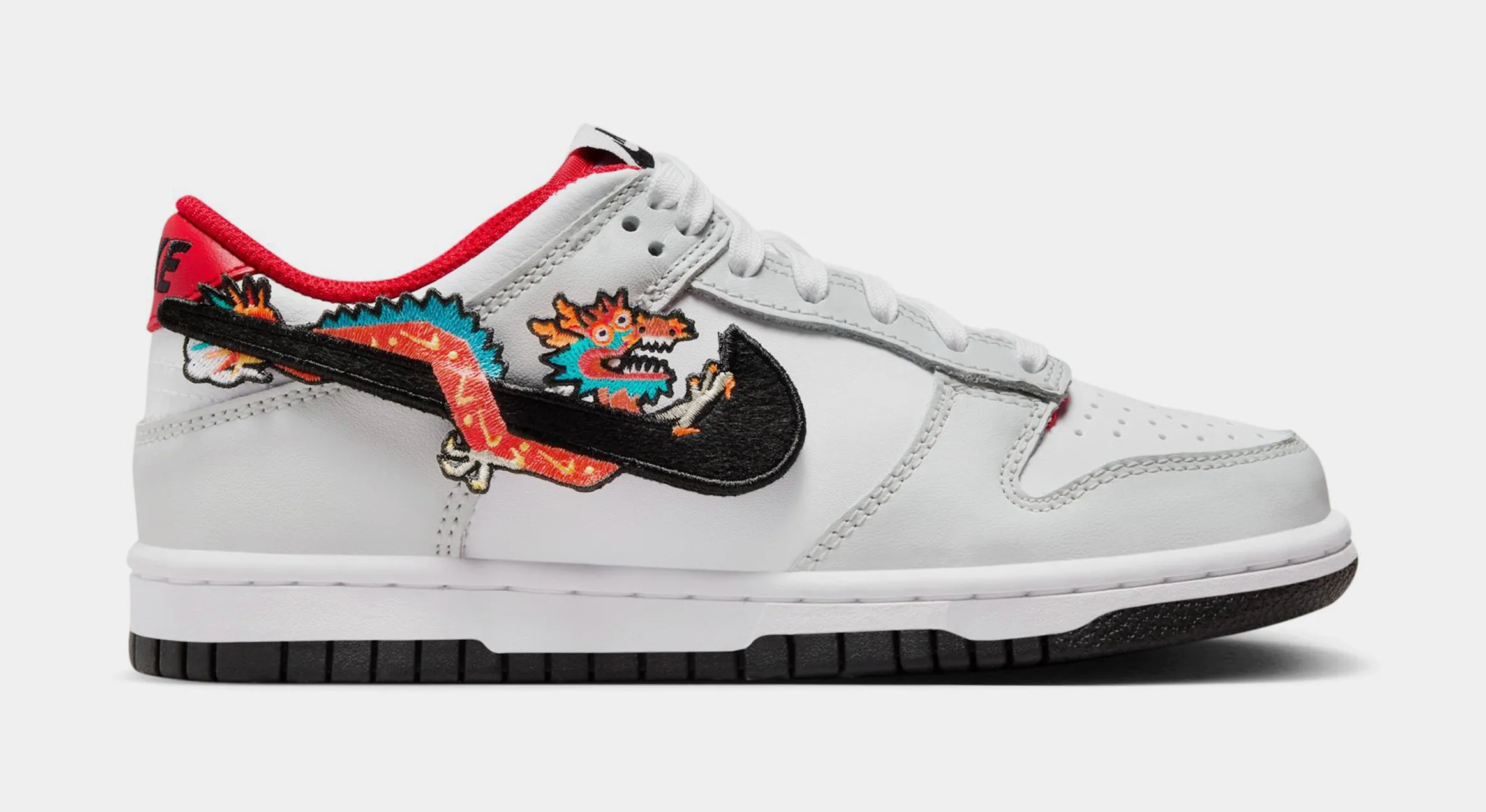 Dunk Low Year Of The Dragon Grade School Lifestyle Shoes (White/University Red/Black)
