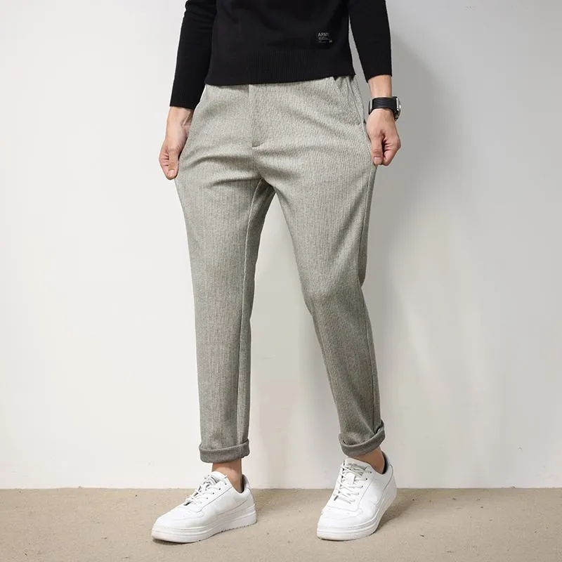 Elasticity Versatile Elastic Waist Tapered Loose Fit Straight Trousers Little Elephant Pants
