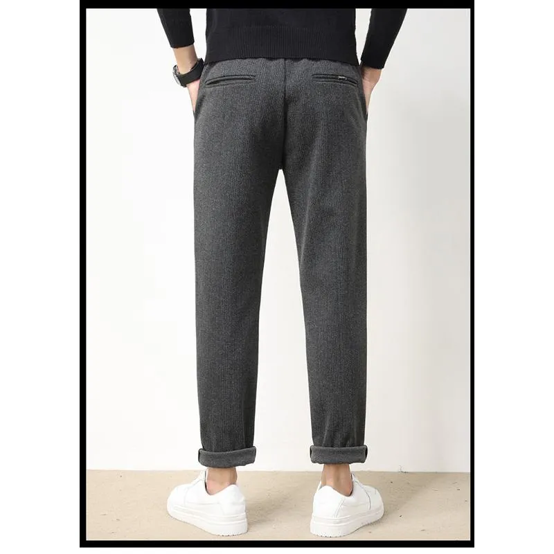 Elasticity Versatile Elastic Waist Tapered Loose Fit Straight Trousers Little Elephant Pants