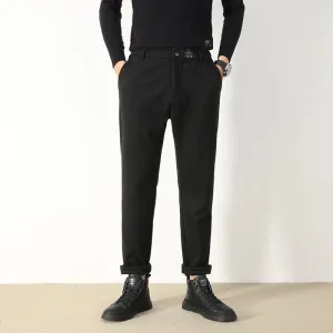 Elasticity Versatile Elastic Waist Tapered Loose Fit Straight Trousers Little Elephant Pants