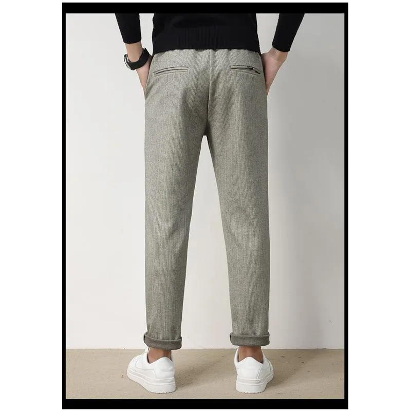 Elasticity Versatile Elastic Waist Tapered Loose Fit Straight Trousers Little Elephant Pants