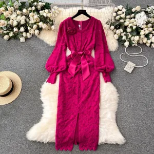 Elegant lace dress for women flower decoration dress     S4651