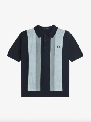 Fred Perry Textured Stripe Knitted Shirt/Navy - New AW24