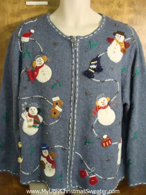Funny Happy Snowmen Tacky Bad Christmas Sweater