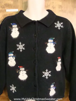 Furry Snowmen Ugly Christmas Sweater Cardigan