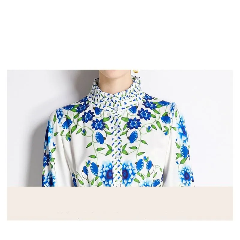 Gentle Print V-Neck Vacation Dress