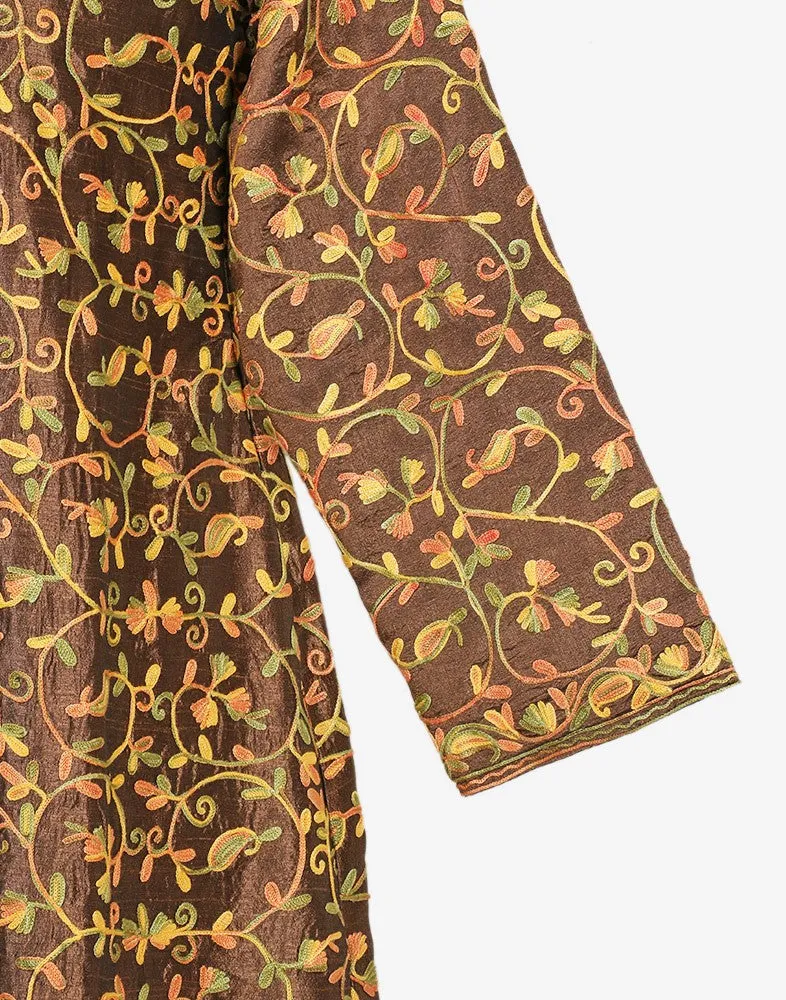 Golden Aari Embroidered Silk Jacket