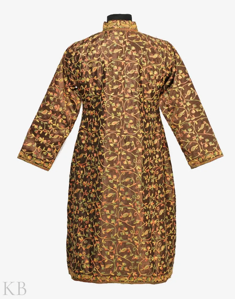 Golden Aari Embroidered Silk Jacket