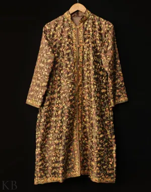 Golden Aari Embroidered Silk Jacket