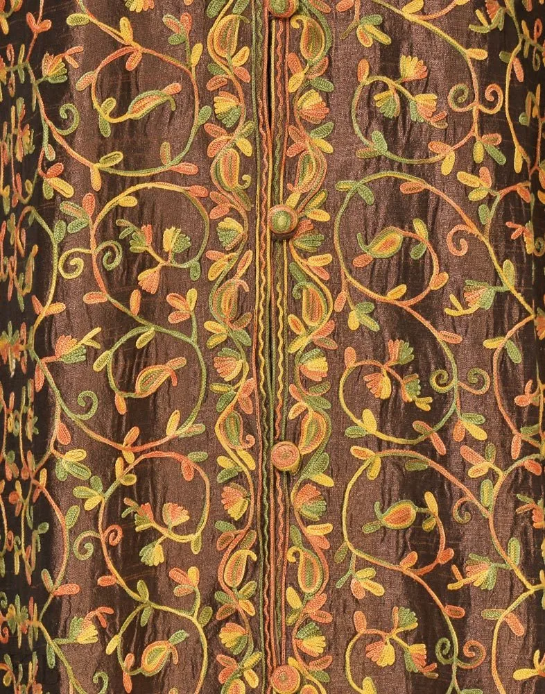 Golden Aari Embroidered Silk Jacket