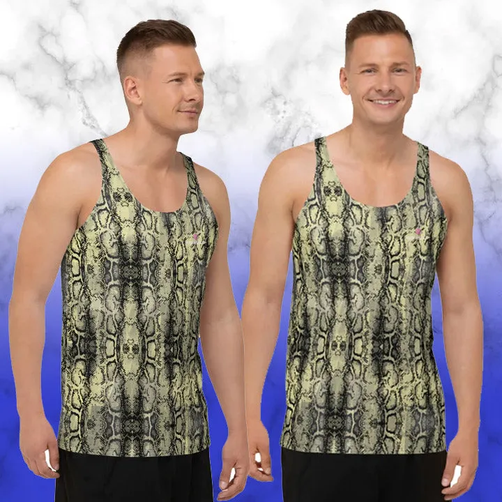 Green Python Best Tank Top, Snake Skin Print Premium Best Men's Tank Tops - Made in USA/EU/MX