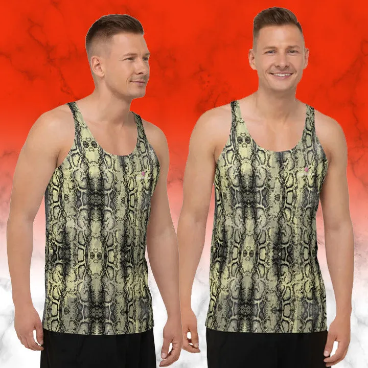 Green Python Best Tank Top, Snake Skin Print Premium Best Men's Tank Tops - Made in USA/EU/MX