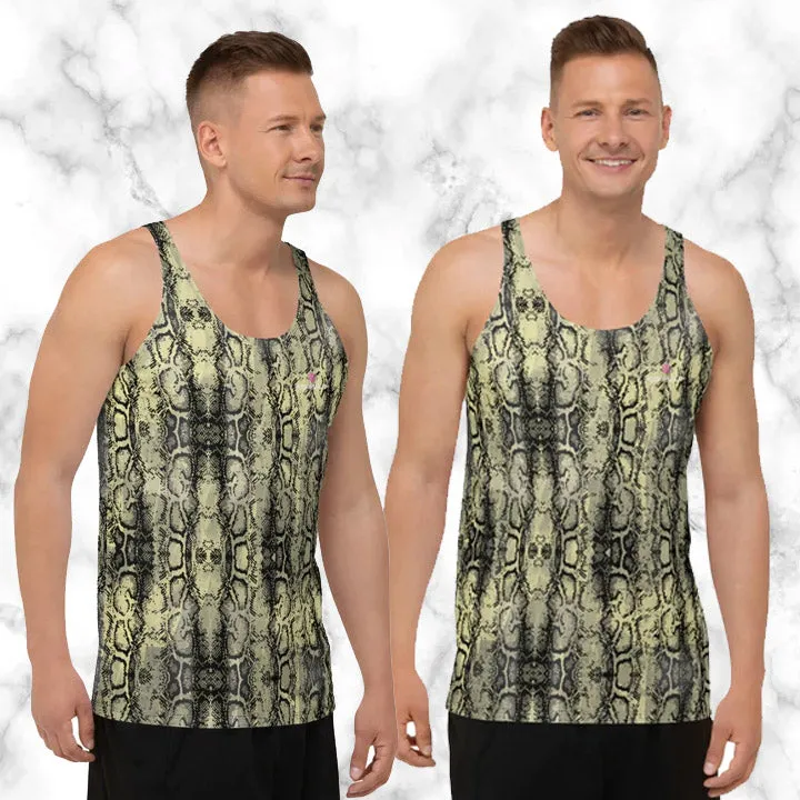 Green Python Best Tank Top, Snake Skin Print Premium Best Men's Tank Tops - Made in USA/EU/MX