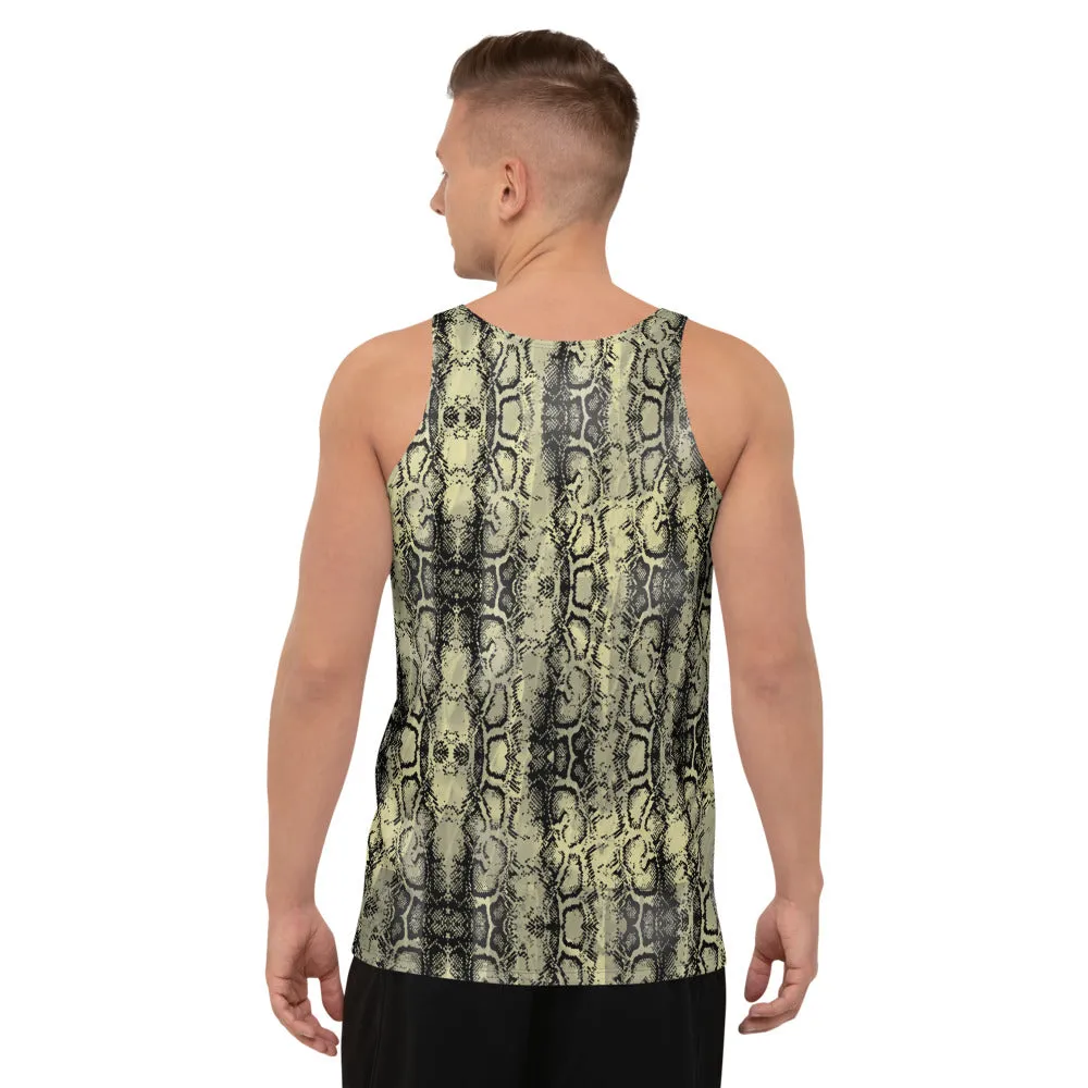 Green Python Best Tank Top, Snake Skin Print Premium Best Men's Tank Tops - Made in USA/EU/MX