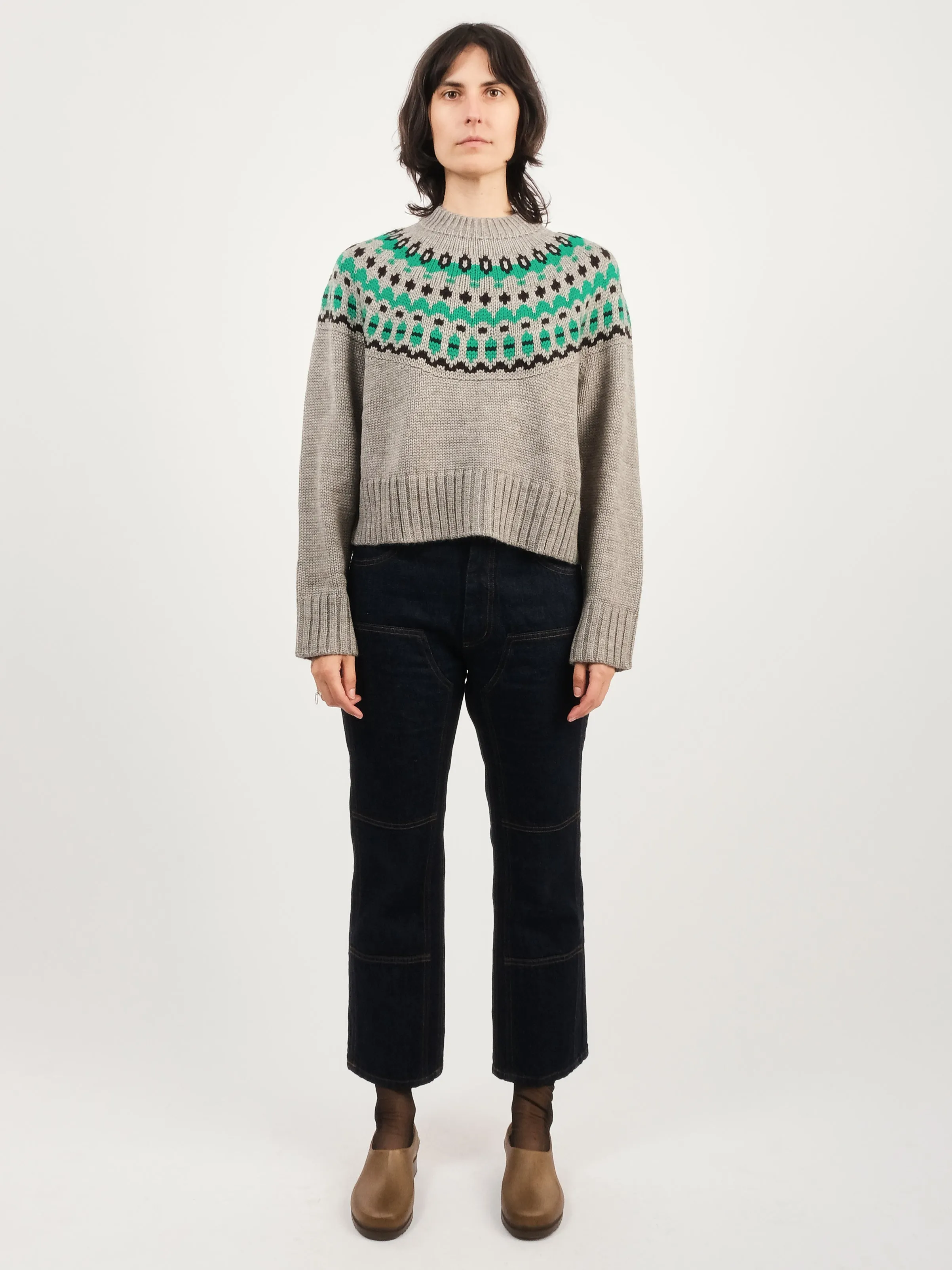 Grey/Green Cardiff Sweater