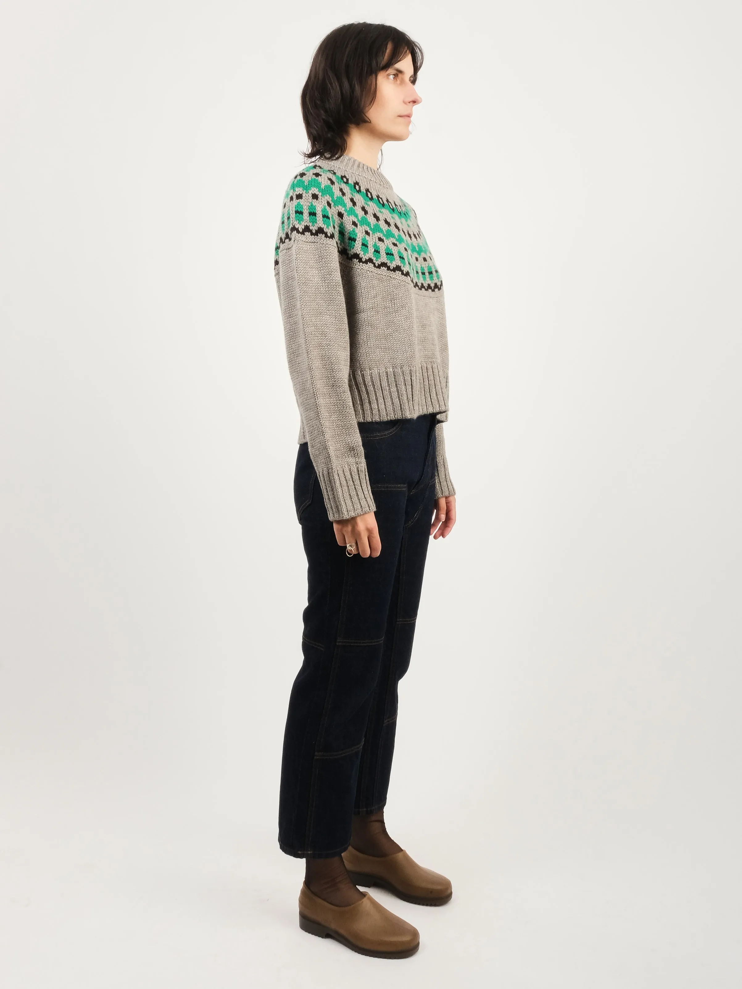 Grey/Green Cardiff Sweater