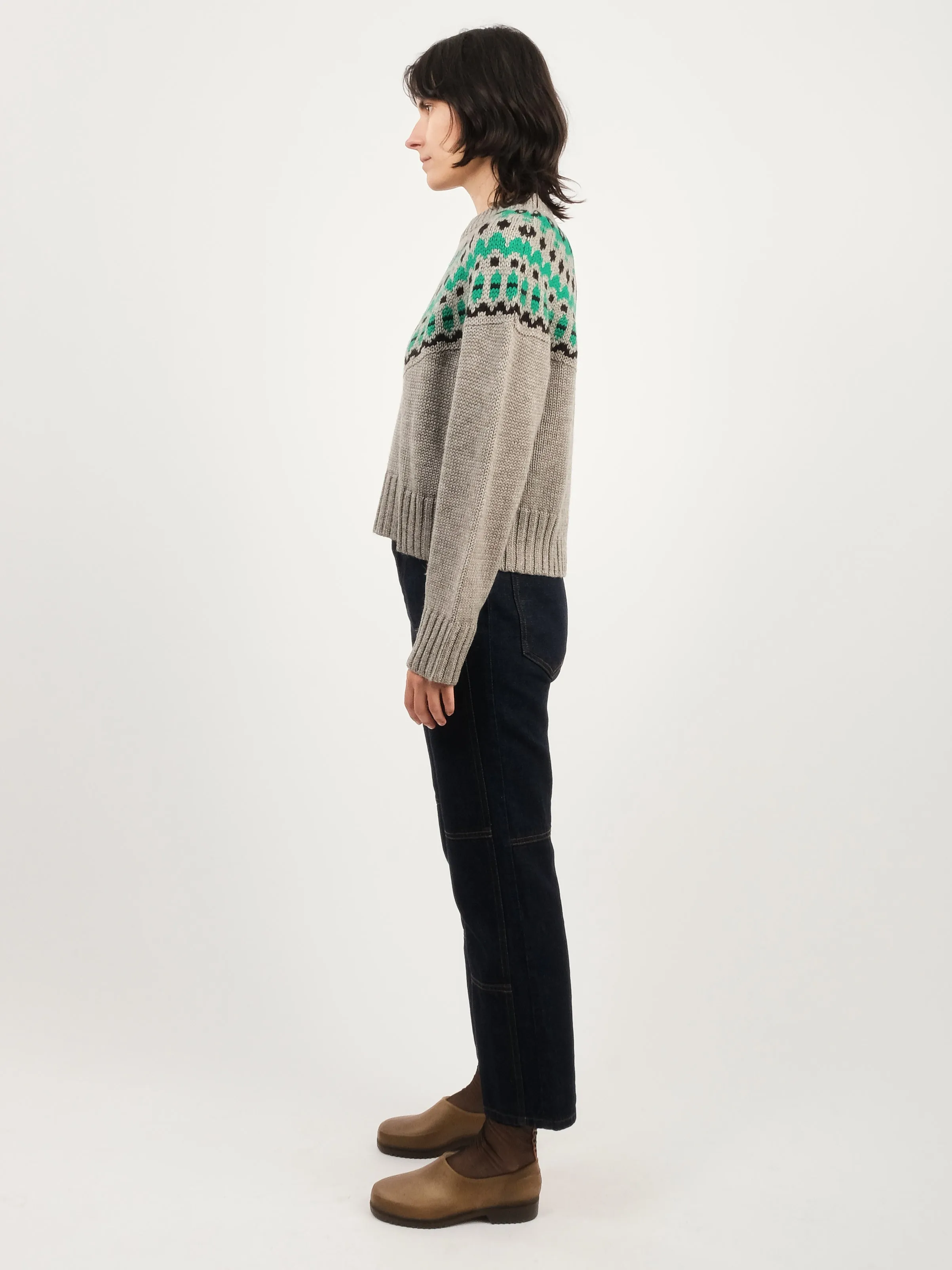 Grey/Green Cardiff Sweater