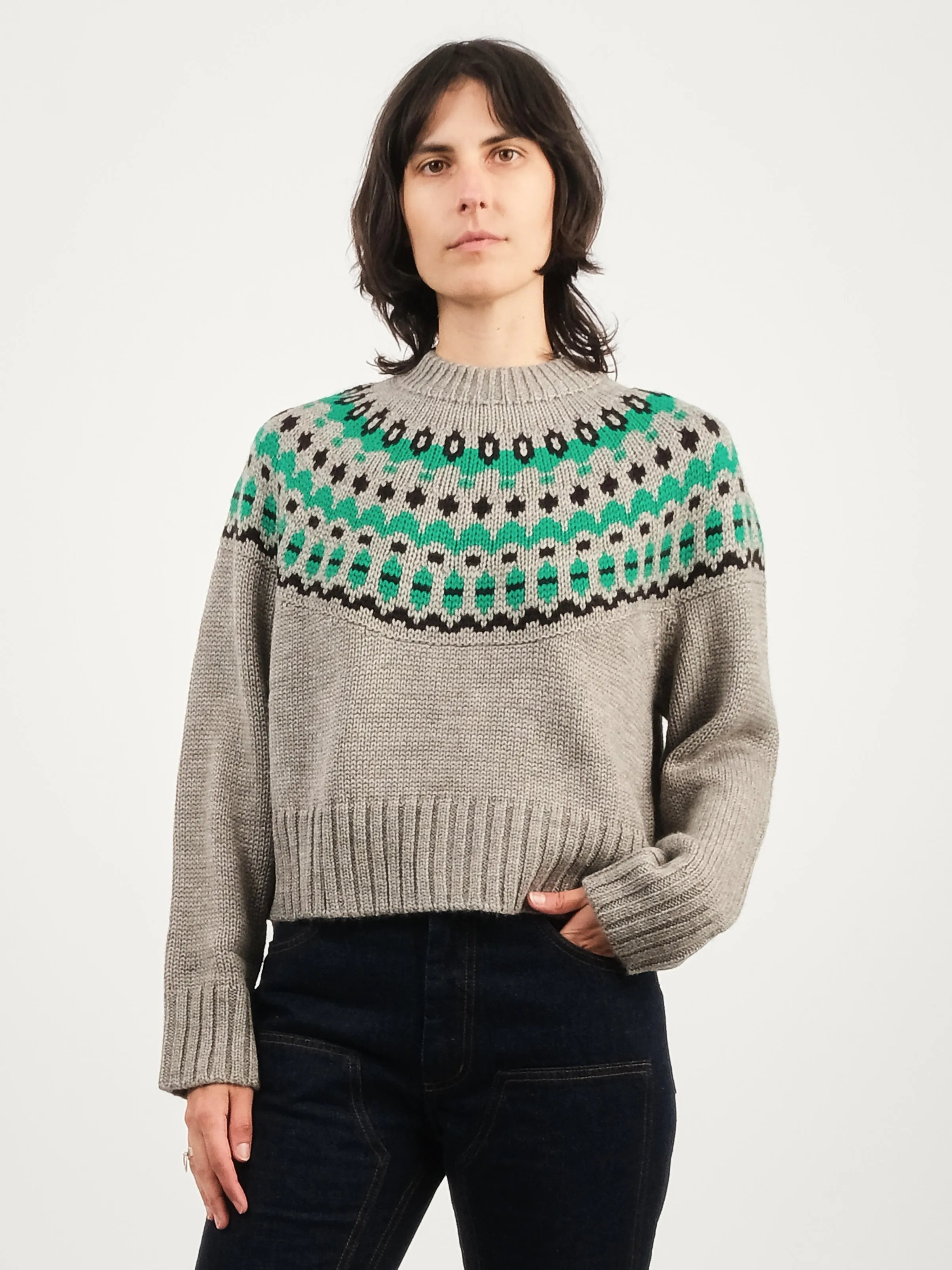 Grey/Green Cardiff Sweater