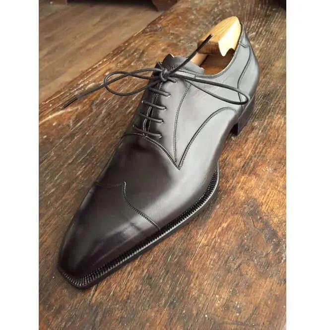 Handmade Mens Black Formal Shoes, Men Black Tuxedo Leather Shoes, Men Shoes
