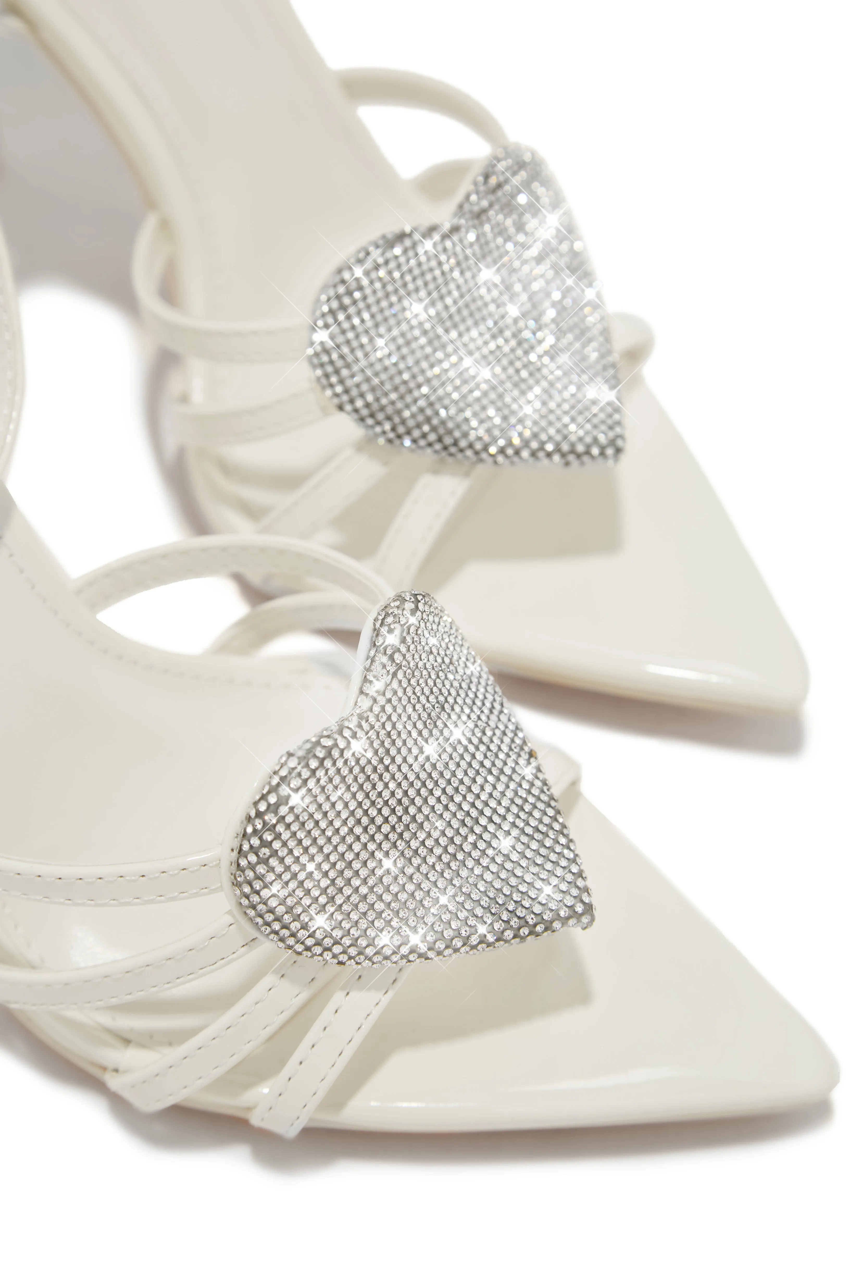 Heartbreaker Heart Embellished High Heels - Cream