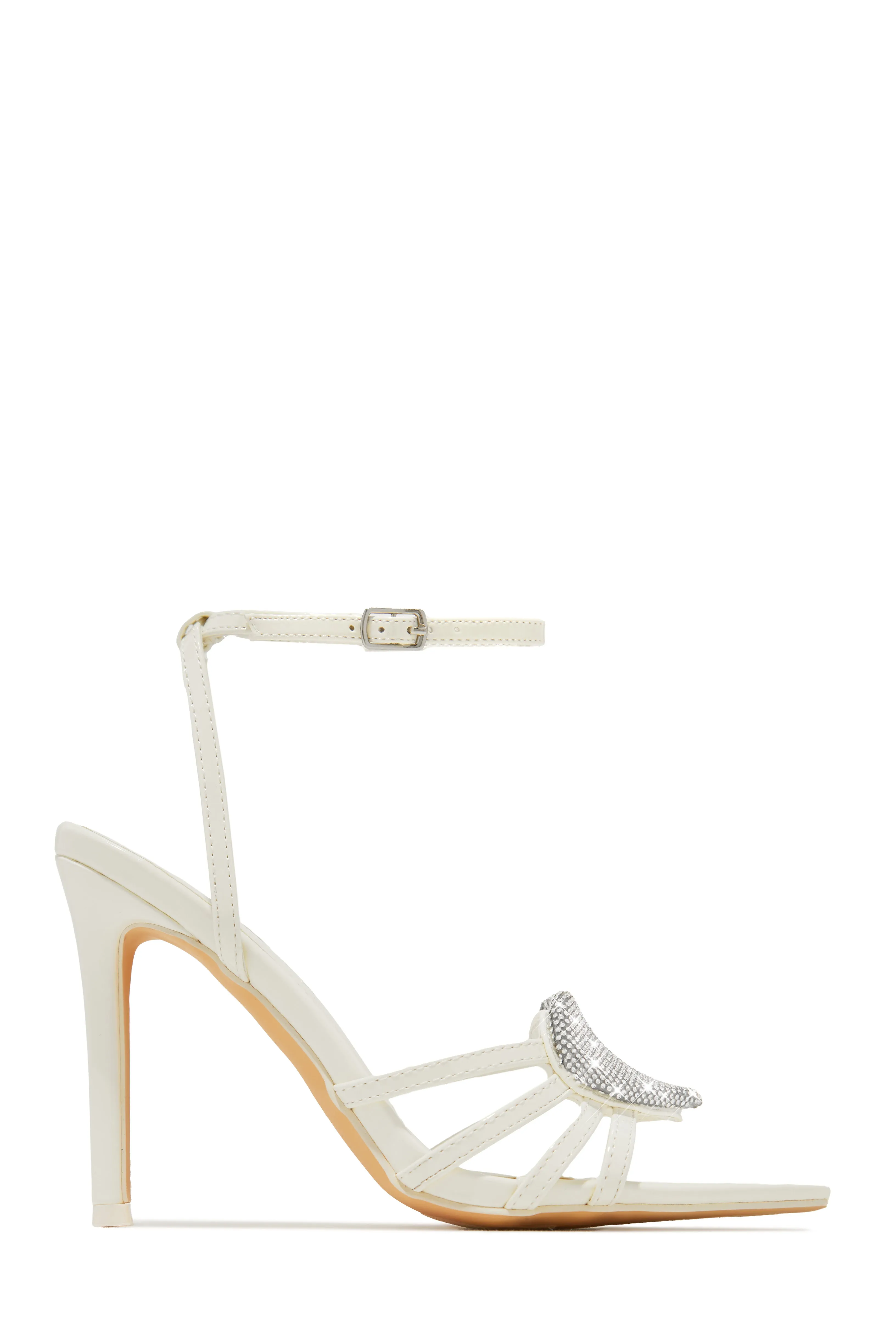 Heartbreaker Heart Embellished High Heels - Cream