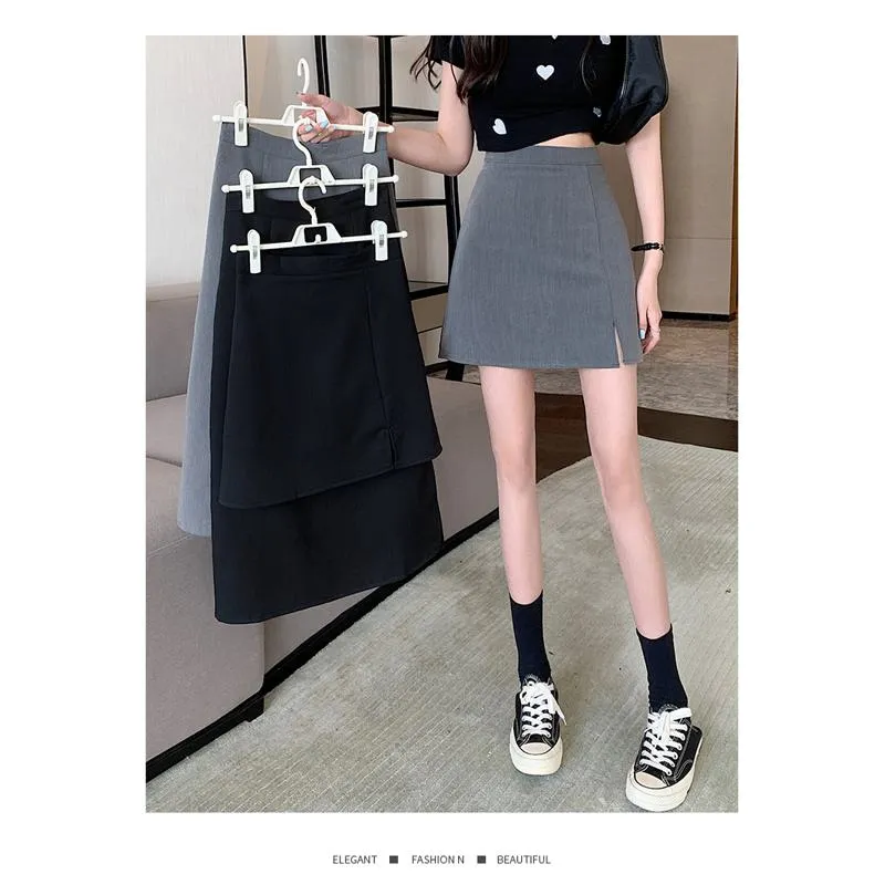 High-Waisted Zipper Split Slimming Bodycon Skirt