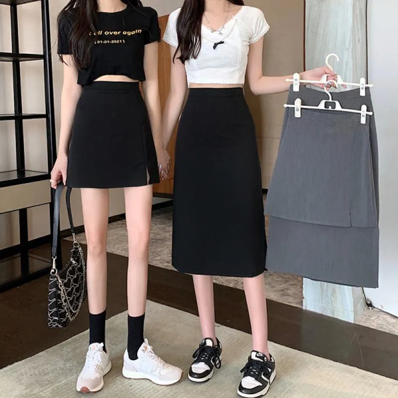 High-Waisted Zipper Split Slimming Bodycon Skirt
