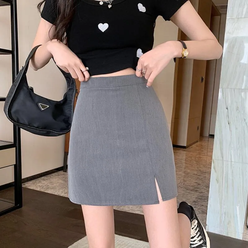 High-Waisted Zipper Split Slimming Bodycon Skirt